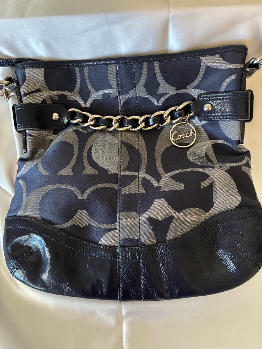 Coach Blue and Silver Coach Shoulder Bag
